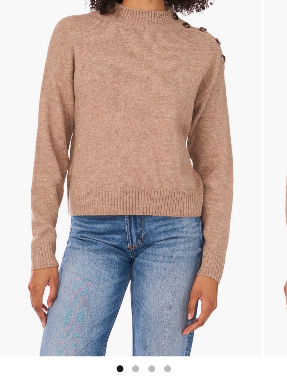 1State mock-neck shoulder button sweater
